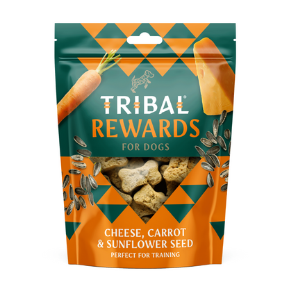 Tribal Rewards Juusto, porkkana ja auringonkukansiemen koirankeksit 125 g