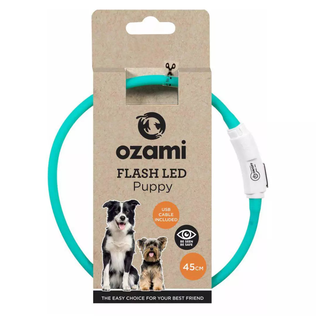 Ozami Flash Led Puppy valopanta koiranpennulle, turkoosi