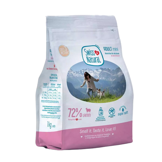 Swiss Natural Soft Adult Mini lammas 1 kg koiran puolikostea täysravinto