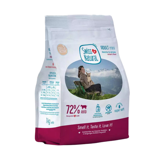 Swiss Natural Soft Adult Mini nauta 1 kg koiran puolikostea täysravinto