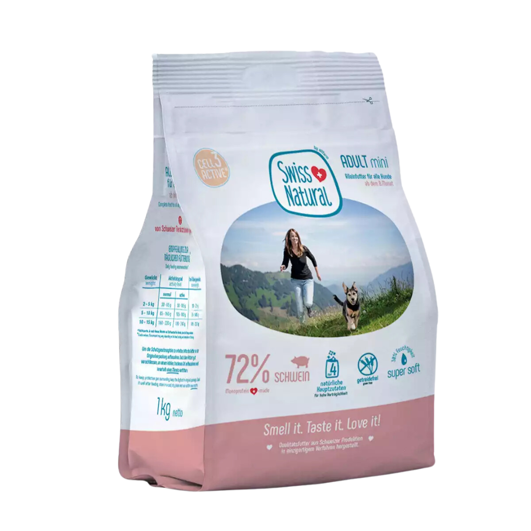 Swiss Natural Soft Adult Mini sika 1 kg koiran puolikostea täysravinto