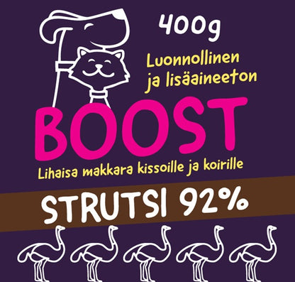 BOOST Lihaista strutsimakkara 400 g