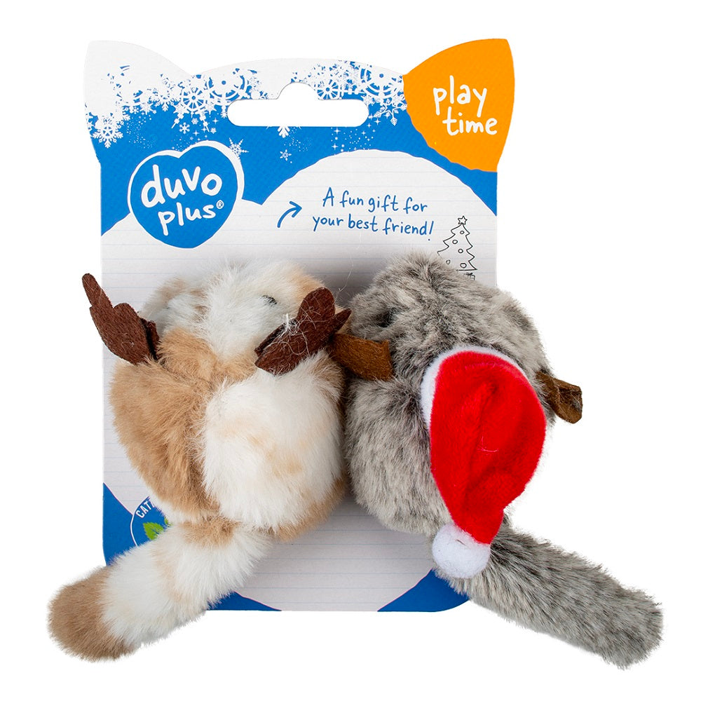 Duvo+ Xmas Fluffy mice kissanminttulelu 2 kpl