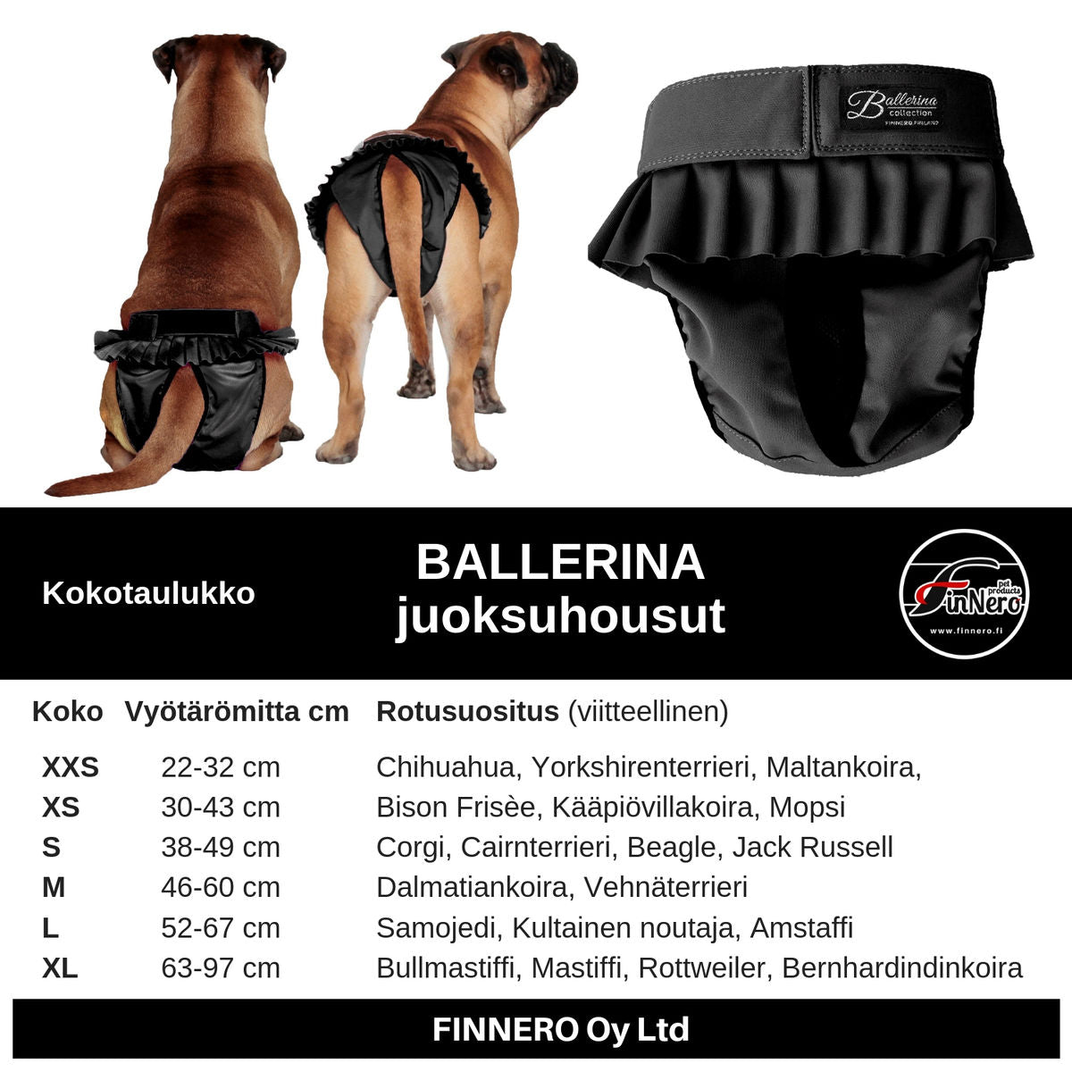 FinNero Ballerina juoksuhousut musta