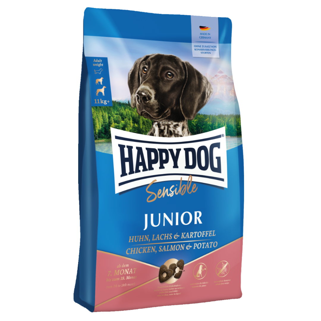 Happy Dog Sensible Junior Huhn, Lachs & Kartoffel koiran kuivaruoka