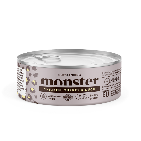 Monster Cat kana, kalkkuna ja ankka kissan märkäruoka 100 g