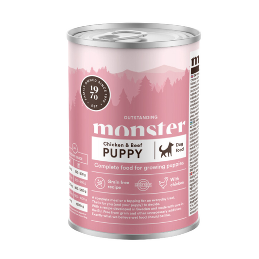 Monster Dog Nauta ja kana 400g koiranpennun märkäruoka