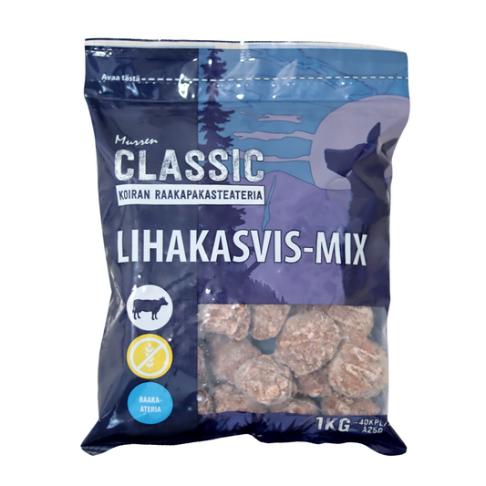 Murren Classic Lihakasvis-mix 1 kg koiran raakaruoka