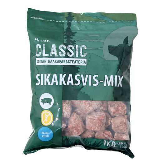 Murren Classic Sikakasvis-mix 1 kg koiran raakaruoka