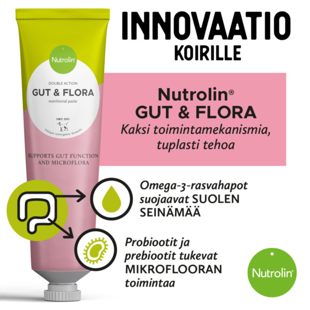 Nutrolin Gut & Flora tahna 200 g koiran suoliston hyvinvointiin