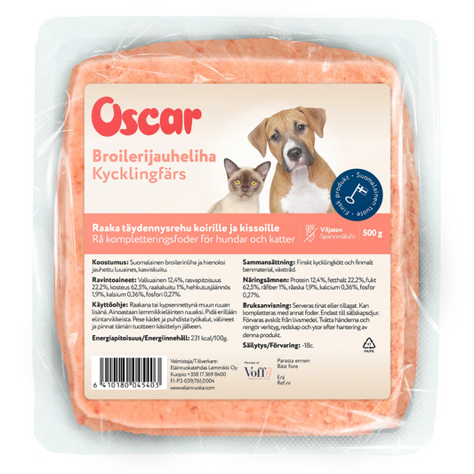 Oscar Broilerinjauheliha 500 g lemmikin raakaruoka