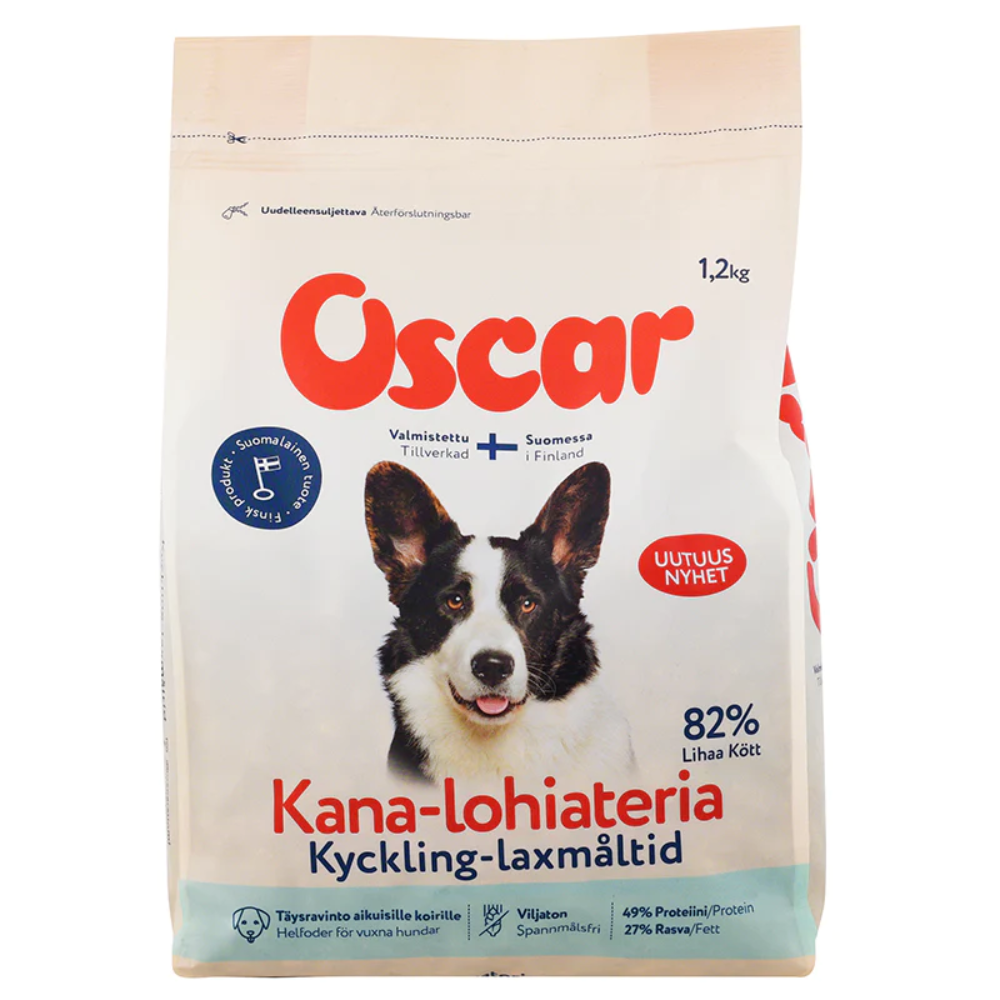 Oscar Kana-lohiateria koirille 1,2 kg kotimainen kuivaruoka