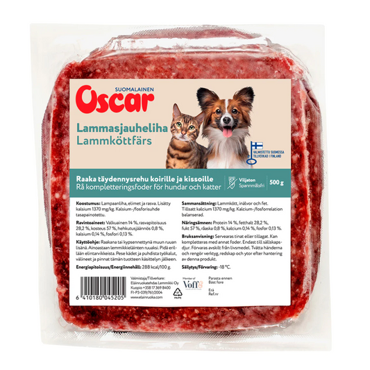 Oscar Lammasjauheliha 500 g lemmikin raakaruoka