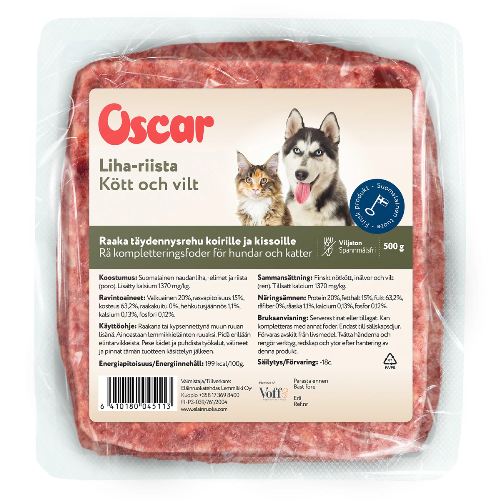 Oscar Liha-riista 500 g lemmikin raakaruoka