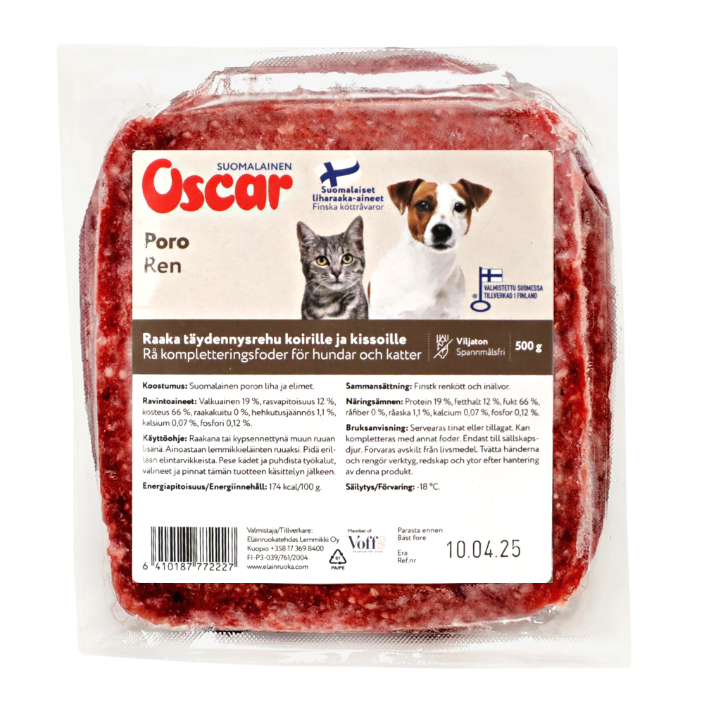 Oscar Poro 500 g lemmikin raakaruoka